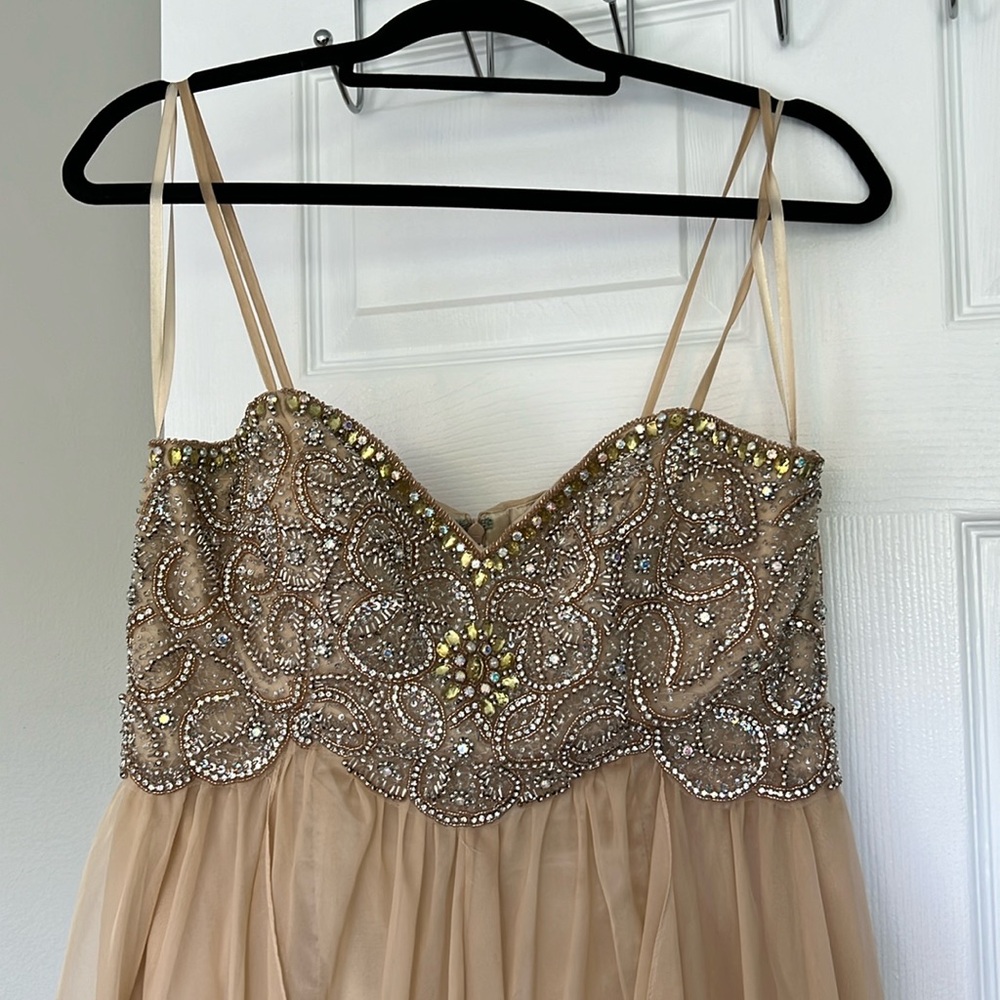 Dave and Johnny long gown, size 13/14 beaded. Like new and worn once!